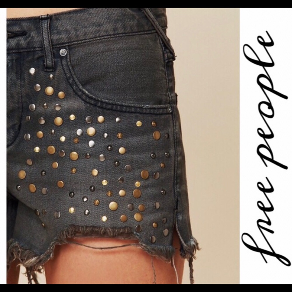 Free People Studded Jean Shorts - Picture 5 of 12